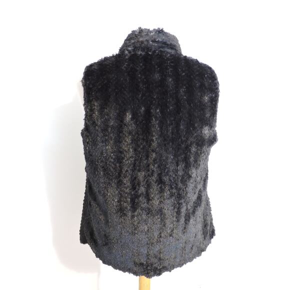 Wildflowers Black Faux Fur Vest with Pockets Size M - Picture 4 of 7